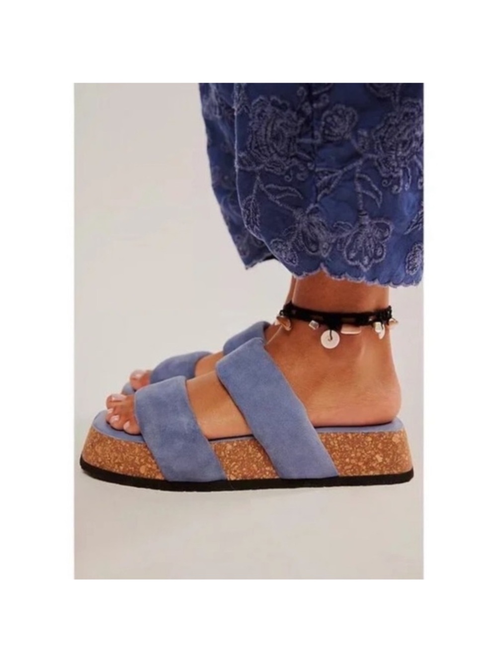 Free People Fairmont Platform Sandals Size 9 Blue New